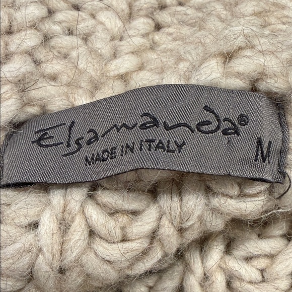 Anthropologie Elsamanda Cozy Cream Italian Chunky Cable Knit Zip Sweater Sz M - Picture 5 of 9